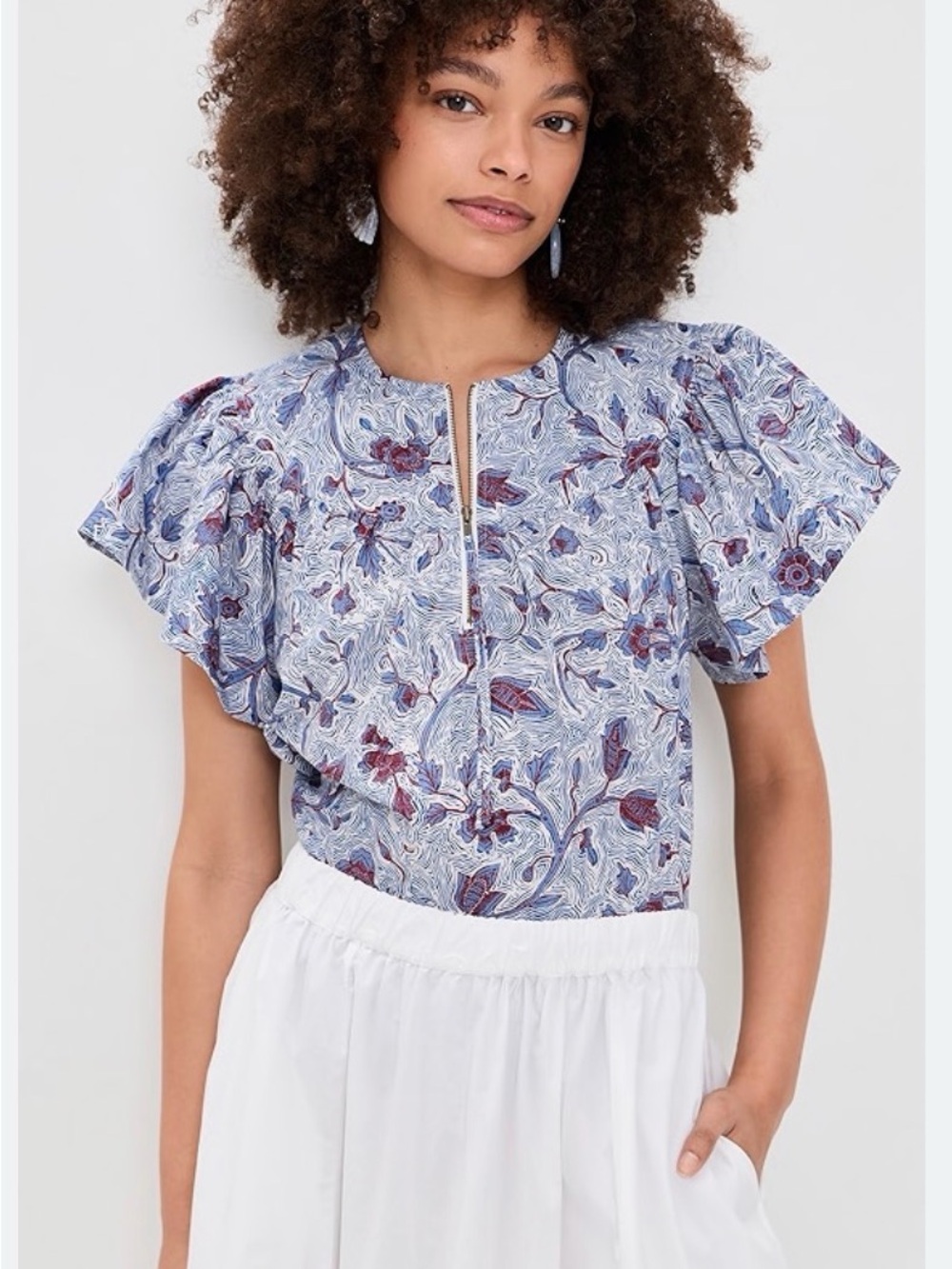 Ulla Johnson Perline short sleeve cotton blouse size 4 Women's Top gardenia